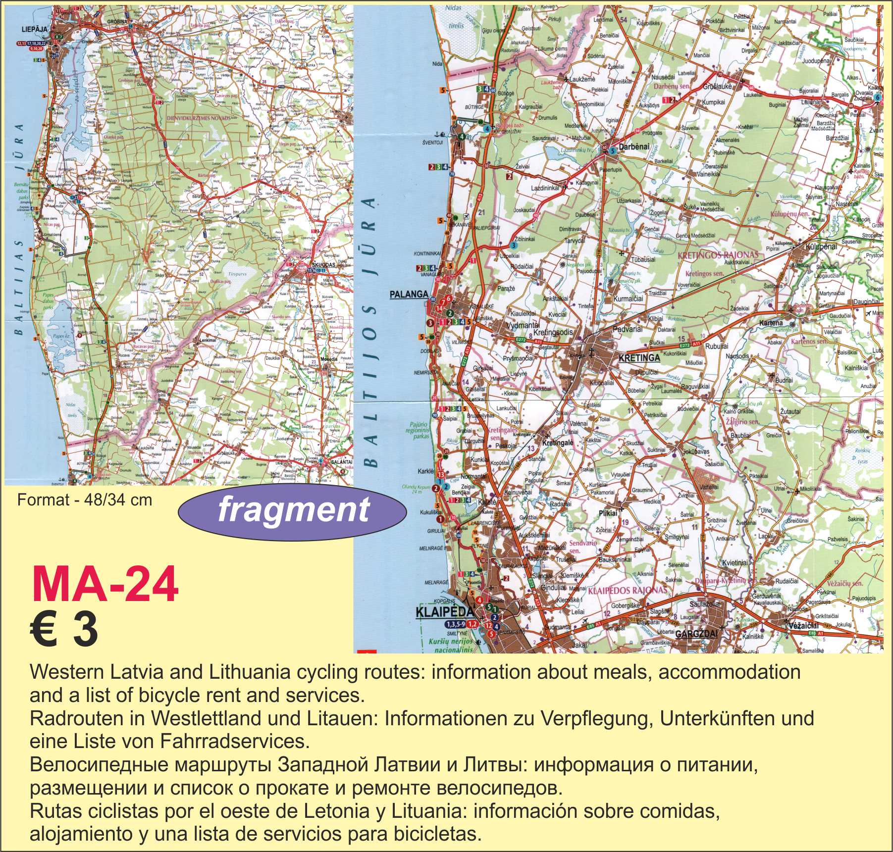 Map of cycling routes